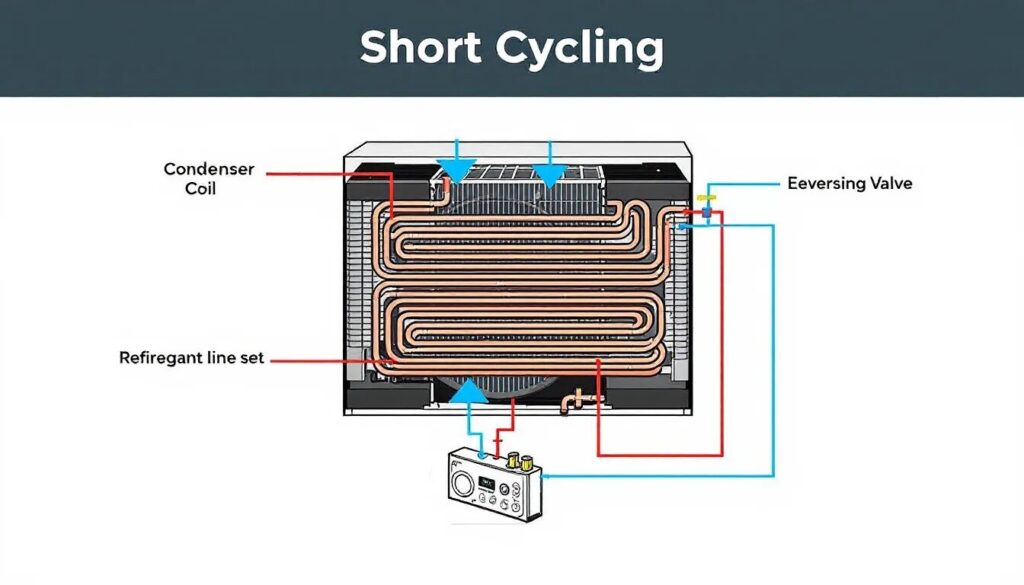 Heat pump short cycling.