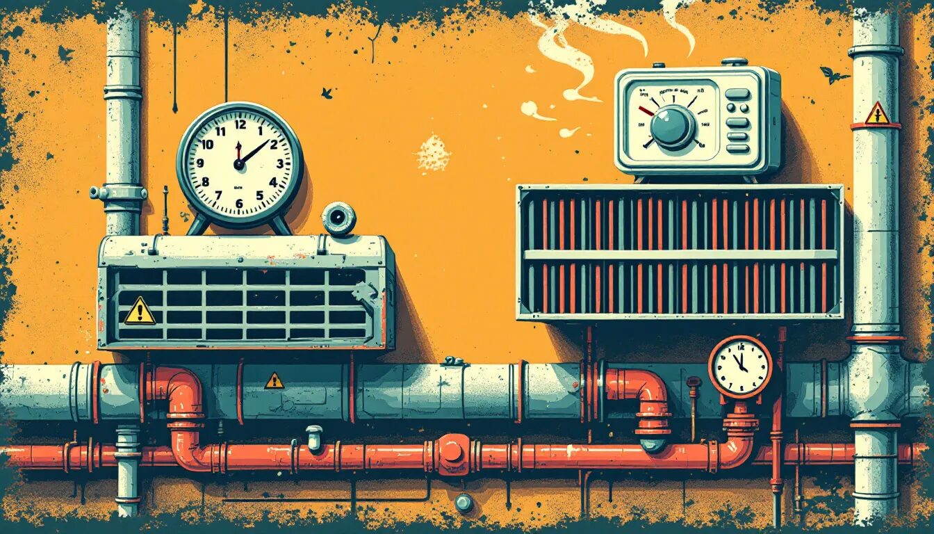 An HVAC system showing minor issues that can escalate quickly, emphasizing the importance of timely repairs.