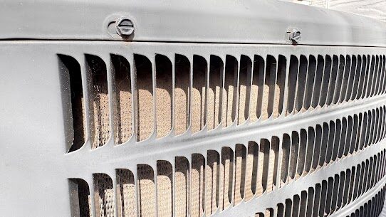 condenser coil coated in dirt