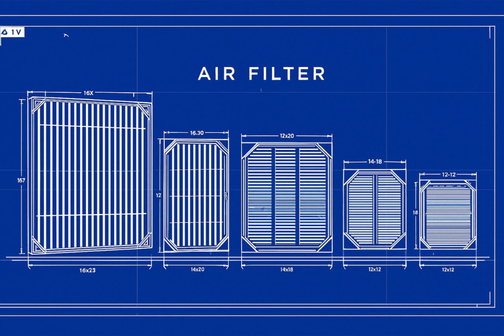 Various air filter sizes are highlighted.