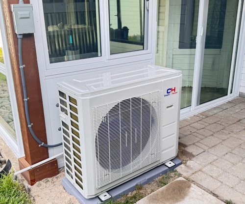 Mini-split outdoor unit installed