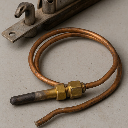 Removed thermocouple with visible damage