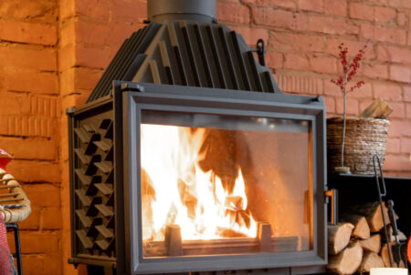 wood burning fireplace